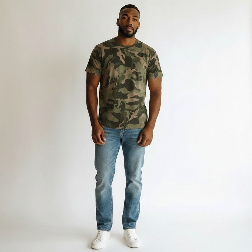 Polo Ralph Lauren Men's Green Camo Graphic Print Crew Neck T-Shirt Size M